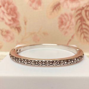 Brighton Brand Hinged Bracelet Etched Detail with White Crystals
